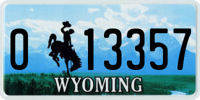 WY license plate 013357