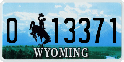 WY license plate 013371