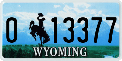 WY license plate 013377