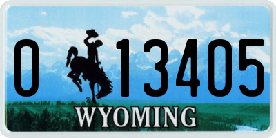 WY license plate 013405
