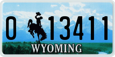 WY license plate 013411