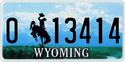 WY license plate 013414