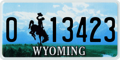 WY license plate 013423