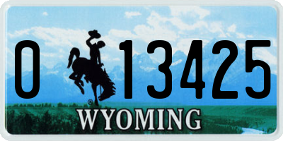 WY license plate 013425