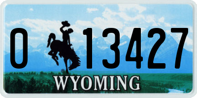 WY license plate 013427