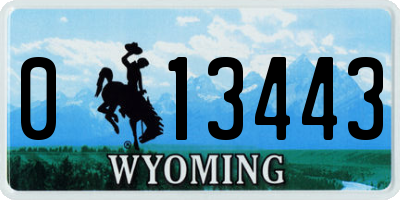 WY license plate 013443