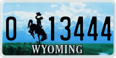 WY license plate 013444