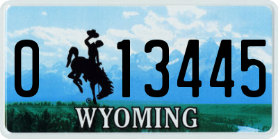 WY license plate 013445