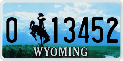 WY license plate 013452