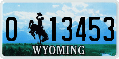 WY license plate 013453