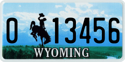 WY license plate 013456