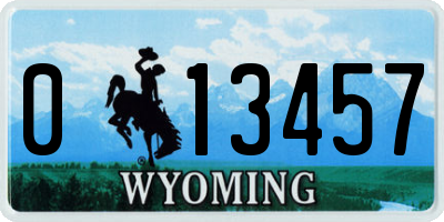 WY license plate 013457