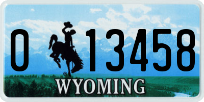 WY license plate 013458