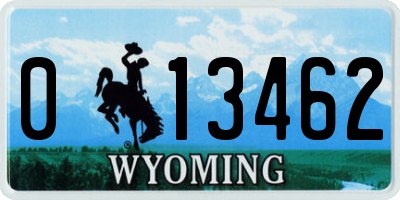 WY license plate 013462