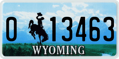WY license plate 013463