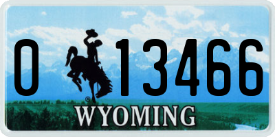 WY license plate 013466