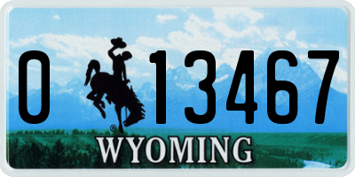 WY license plate 013467