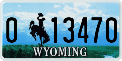 WY license plate 013470