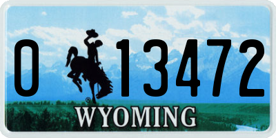 WY license plate 013472