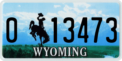 WY license plate 013473