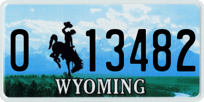 WY license plate 013482