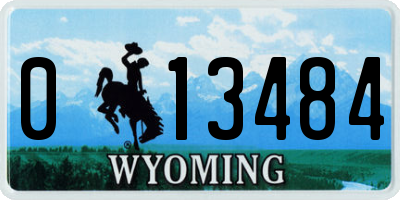 WY license plate 013484