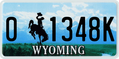WY license plate 01348K