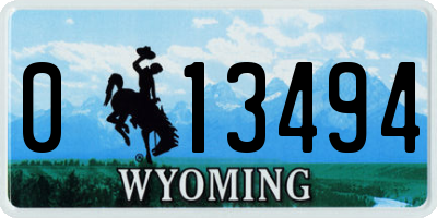 WY license plate 013494