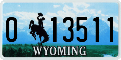 WY license plate 013511