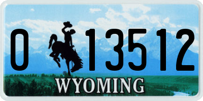 WY license plate 013512