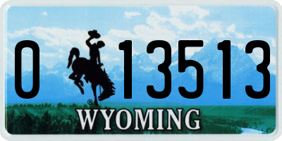 WY license plate 013513