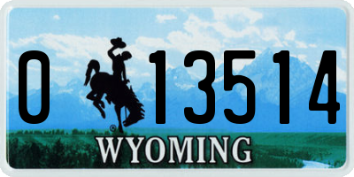 WY license plate 013514