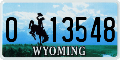 WY license plate 013548