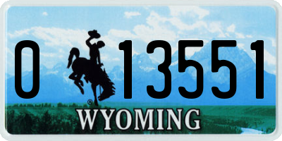 WY license plate 013551