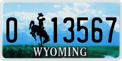 WY license plate 013567