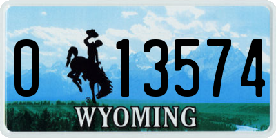 WY license plate 013574
