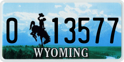 WY license plate 013577