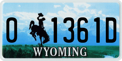 WY license plate 01361D