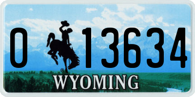 WY license plate 013634