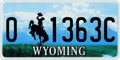 WY license plate 01363C