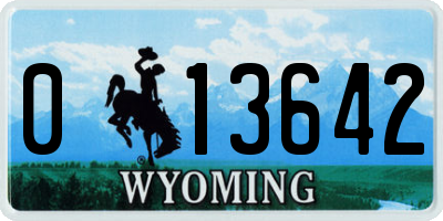 WY license plate 013642