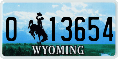 WY license plate 013654