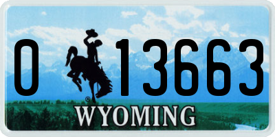 WY license plate 013663