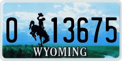 WY license plate 013675