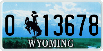 WY license plate 013678