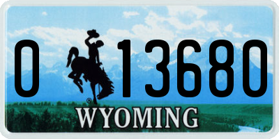 WY license plate 013680