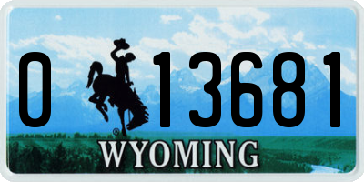 WY license plate 013681