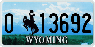 WY license plate 013692