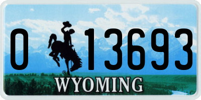 WY license plate 013693