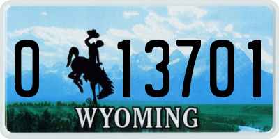 WY license plate 013701